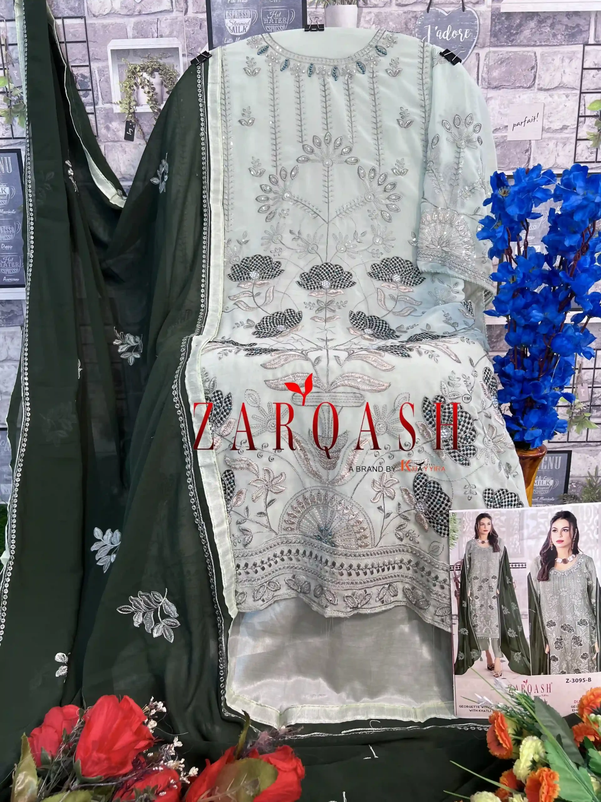 Zarqash Z 3095 Georgette Wholesale Pakistani Salwar Suit Catalog — Wholesale Pakistani Suits, MPA wholesale from Surat - Gallery Image 7
